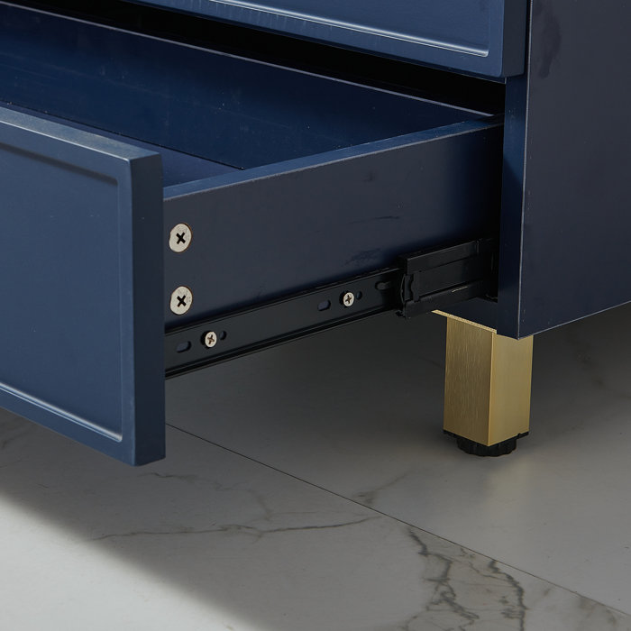 Mercer41 Lizzmore 30" Blue Modern Freestanding Vessel Bathroom Vanity